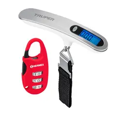 TRUPER - Combo Candado CMA-3C y Balanza para Maleta de Viaje