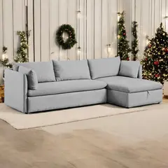 BARAKA HOME - Sofá Seccional Veles con Almohada 3 cuerpos - Gris Claro