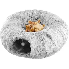 QUE PATAS PET SHOP - Cama Túnel de Felpa para Mascotas