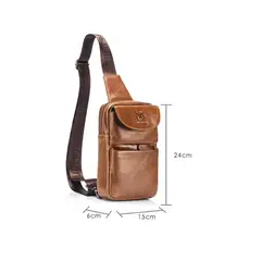 BULLCAPTAIN - Morral Pechera de cuero genuino marrón XB098
