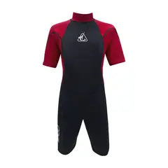 BOZ - Wetsuit de verano color negro y rojo para niños unisex