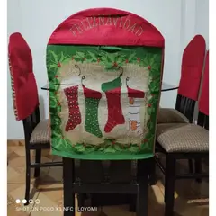GENERICO - Funda respaldar de silla navideño set de 4 piezas