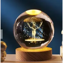 GENERICO - Lámpara de cristal Navidad 3D con base de luz LED - Venado ciervo