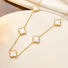 GENERICO - Collar Trébol de cuatro Hojas Blanco