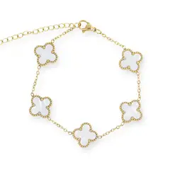 GENERICO - Pulsera Trébol de cuatro hojas Blanco