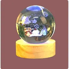 GENERICO - Lámpara de cristal Navidad 3D con base de luz LED - Casa navidad