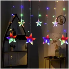 INSPIRA MARKET - Luces Navideña Cascada de 3m Diseño Estrellas Multicolor