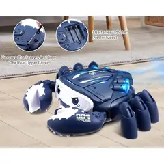 GENERICO - CANGREJO BOTA HUMO GIRATORIO CON MUSICAL Y LUCES AZUL