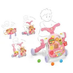GENERICO - Andador (Caminador) de Bebé 4 en 1 Con luces y musical Rosa