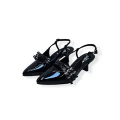 LB LIBBY CALZADOS Y ACCESORIOS - ZAPATOS SLINGBACK MODELO PARIS COLOR NEGRO CHAROL MATE