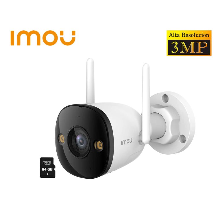 Cámara Seguridad WiFi BULLET 2E 3MP Exterior Visión Nocturna + SD64GB