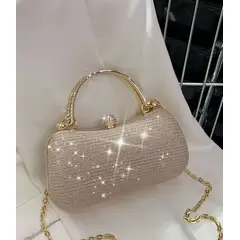 GENERICO - BOLSA DE MANO NUDE CON BRILLOS PARA FIESTAS