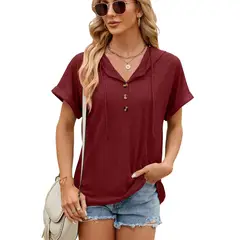 RURUTOTO - Polera Manga Corta Con Capucha Mujer Negro