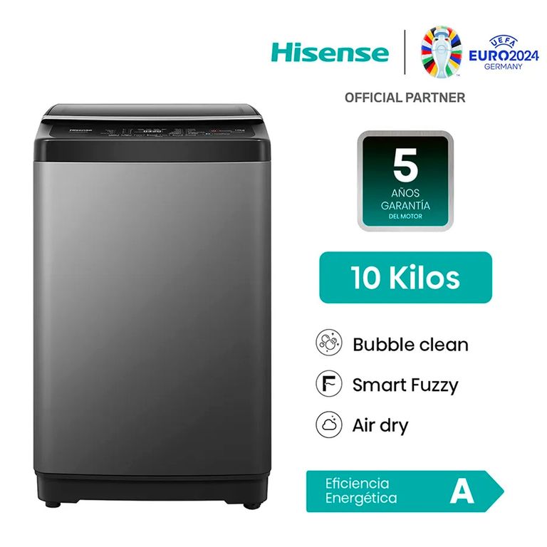 Lavadora Hisense10 Kg Carga Superior Automática Negro Claro