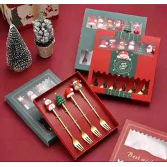 GENERICO - Mini Cubiertos con Diseño Navideño set x4