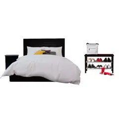 HOGAR & SPACIOS - HYS DORMITORIO 2 PLZ DONCELLA VELADOR ZAPATERA MARRON OSCURO