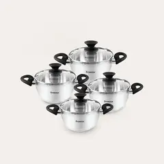 FINEZZA - Juego de ollas de acero inoxidable de 8 piezas