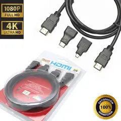 INTERLUD - Cable Hdmi 3 en 1 Adaptador Mini y Micro 1.5mt