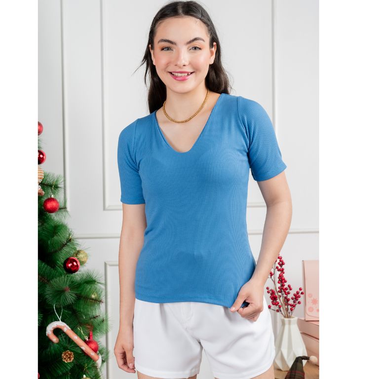 Polo básico mujer matilde cuello V