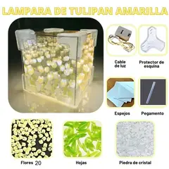 GENERICO - Cubo Lampara de tulipanes infinito con luz Amarillo