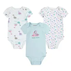 HUGGIES - Ropa de Bebé Pack de 3 Bodies Niña Celeste Cisne