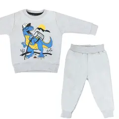 GENERICO - Conjunto Franela reactiva - 2 piezas - Dino - Plomo