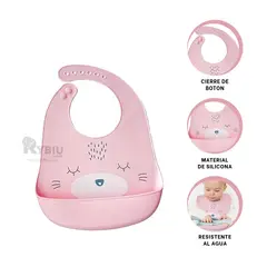 GENERICO - Mandil de Bebe Resistente a la Suciedad Rosado Y+Stickers