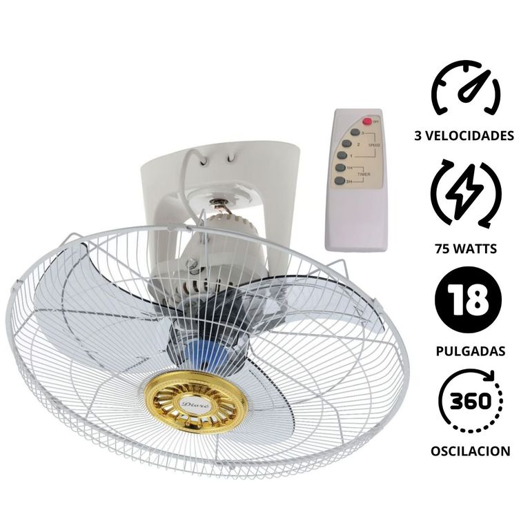 Ventilador techo MWF 1881 con Control Remoto Timer Blanco
