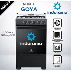 INDURAMA - Cocina a Gas 4 Hornillas Goya - Negra