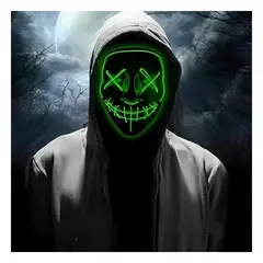 GENERICO - Mascara Purga con Luces Led Neon Halloween en Verde