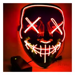 GENERICO - Mascara Purga con Luces Led Neon Halloween en Rojo
