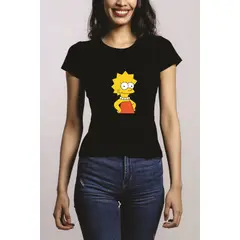 GENERICO - Polo Mujer Manga Corta Lisa Simpson - Nathalie Love It - Negro