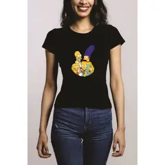 GENERICO - Polo Mujer Manga Corta Simpson - Nathalie Love It - Negro