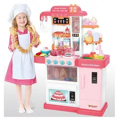 GENERICO - Cocina Rosada para Niñas con Sonidos +45 Accesorios