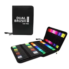 GENERICO - Plumones Dual Brush 120 Piezas Punta Pincel y Punta Fina
