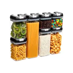 OEM - SET DE 07 DISPENSADORES HERMETICOS PARA CEREALES GRANOS MENESTRAS