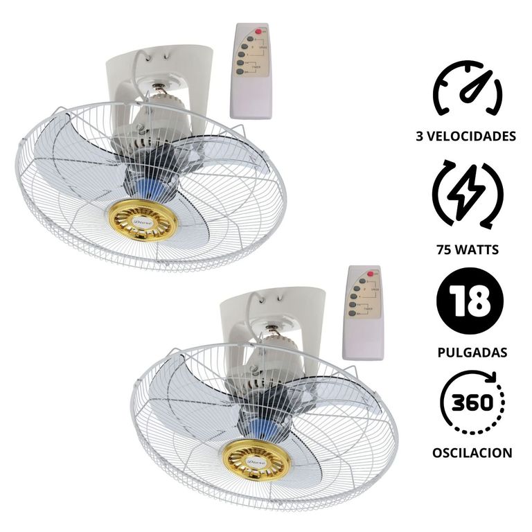 Ventilador techo MWF 1881 PACK 02 UNIDADES Control Remoto Blanco