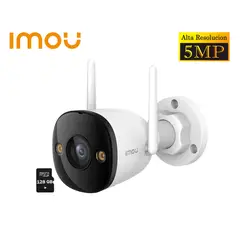 IMOU - Cámara Inalámbrica WiFi BULLET 2E 5MP Exterior VisiónNocturna +SD128GB