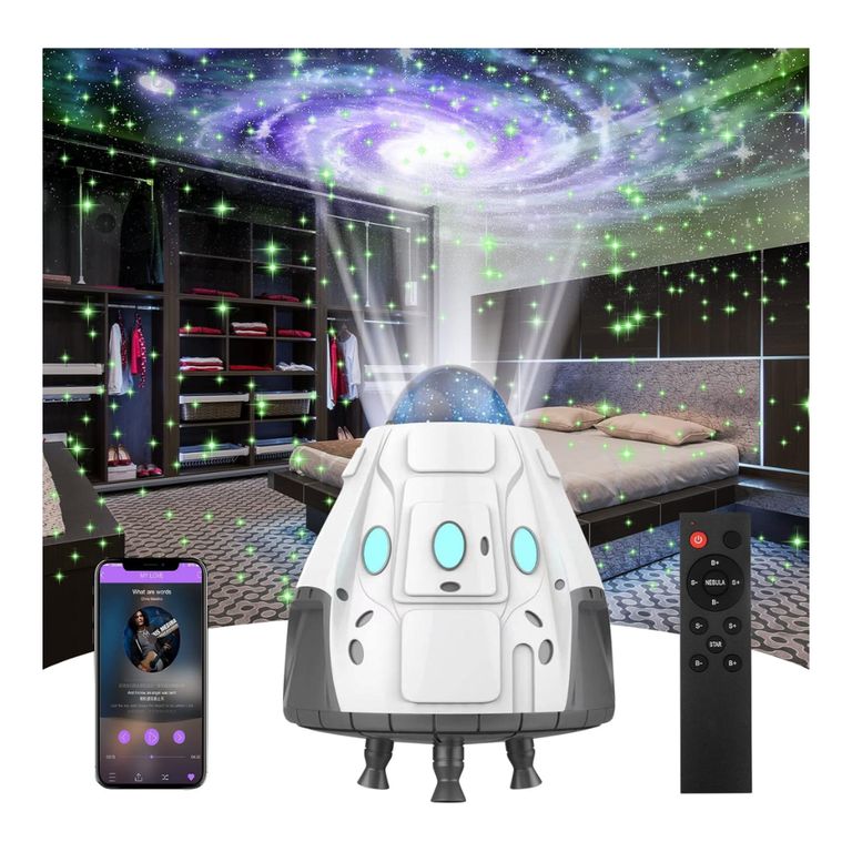 Lampara de proyeccion para niños Proyector de galaxia diseño cohete