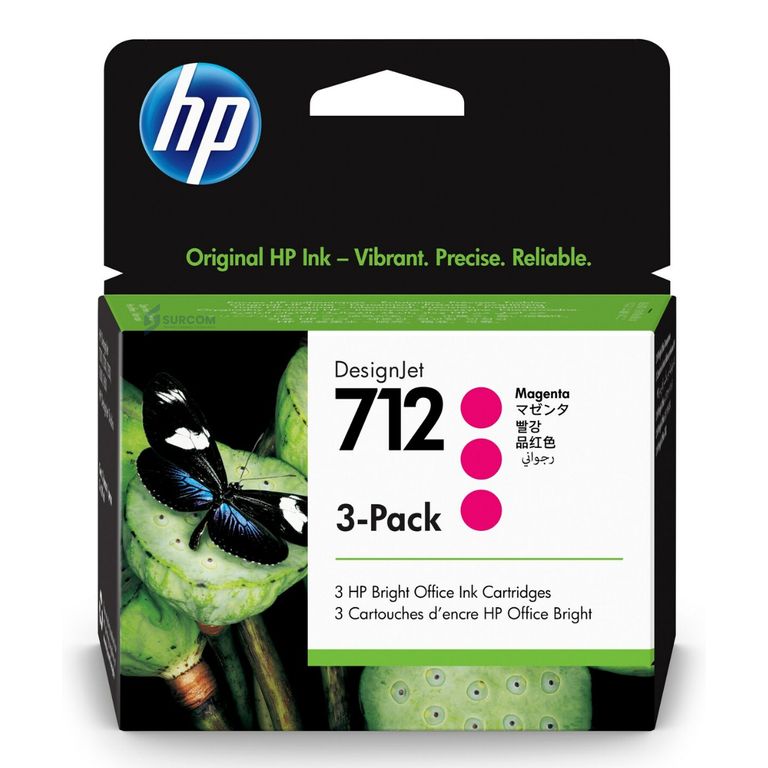 Cartucho 3 Pack de Tinta 712 Magenta Original - 29ml (3ED78A)