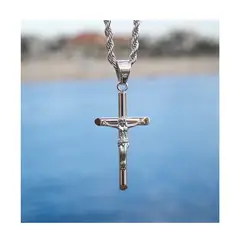 OEM - Collar Hombre Crucifijo Fino Acero Inoxidable Regala x Navidad