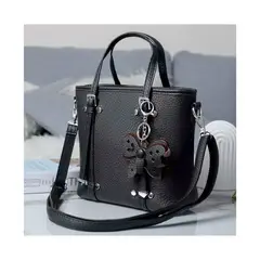 OEM - Cartera Morral 2en1 Negro con Llavero Mariposa