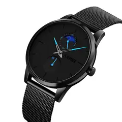 SKMEI - Reloj 9208 Fase Lunar Correa acero agujas Azules