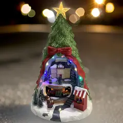 GENERICO - Villa de arbol navideño con estrella y tren rodando