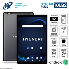HYUNDAI - Tablet 10.1 Conectividad 4G LTE 64GB RAM 4GB Cámara 8MP HYTAB PLUS 10LB2