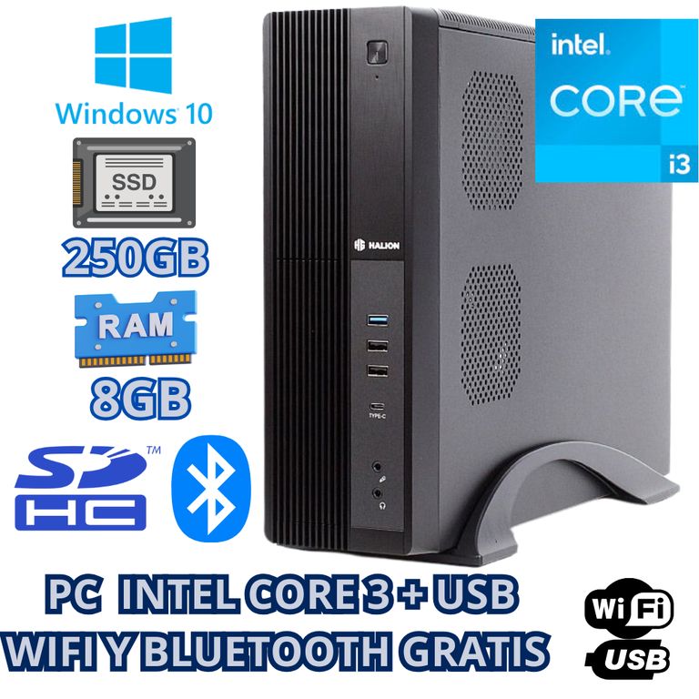 COMPUTADORA PC DE OFICINA CORE 3 SSD 240GB RAM 8GB + WIFI Y BLUETOOTH