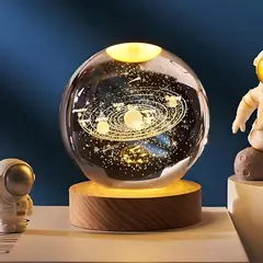 GENERICO - ESFERA DE CRISTAL LÁMPARA LED ADORNO SISTEMA SOLAR DECORATIVO 3D