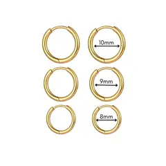 AFRODITA - Trío de Aretes Argolla de Plata 925 Modelo Huggies