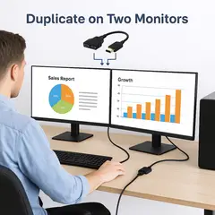 GENERICO - Cable Negro HDMI 1 a 2 Salidas Reforzado