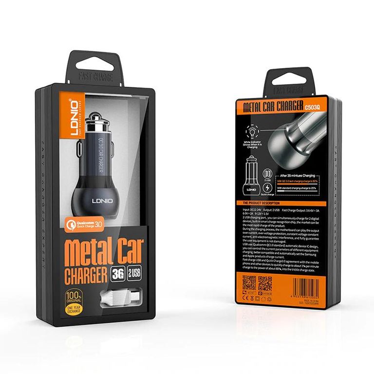 Cargador Carro Original Carga Rápida 36w + Cable USB C